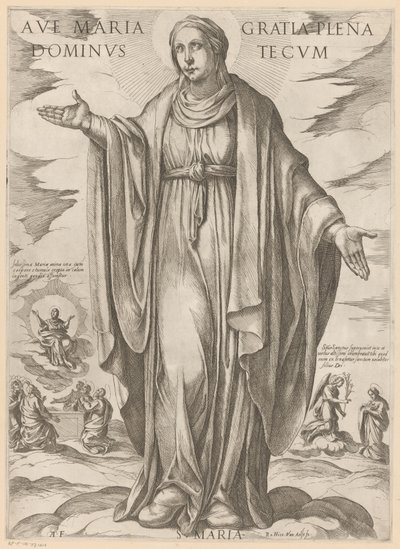 Maria Hej Maria, full av nåd, Herre med dig (titel på föremålet) Kristus, Maria och aposteln (serietitel) av Antonio Tempesta