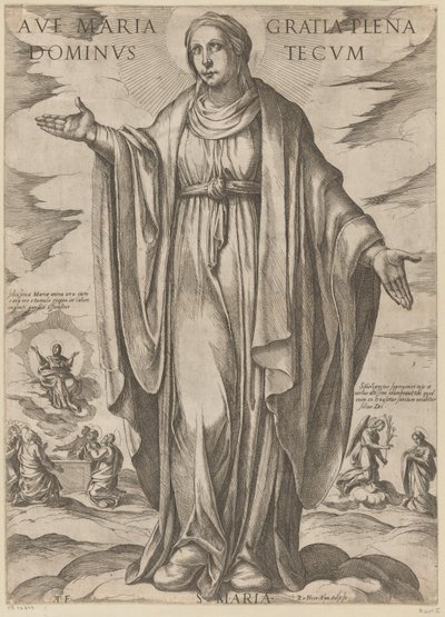 Maria Hej Maria, full av nåd, Herre med dig (titel på föremålet) Kristus, Maria och aposteln (serietitel) av Antonio Tempesta