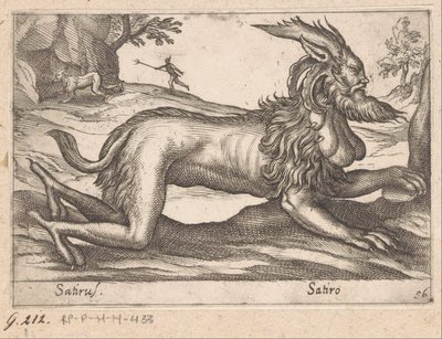 monstruös varelse Satirus/ Satiro (titel på objekt) Djur och mytiska varelser (serietitel) Nova raccolta de li animali piu curiosi del mondo (serietitel) av Antonio Tempesta