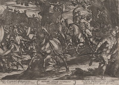 Plåt 19: Jacob Killing Absalom, från The Battles of the Old Testament, ca. 1..., ca. 1590-ca. 1610. av Antonio Tempesta