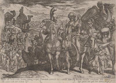 Platta 3: Abraham tar Lot och hans familj till sitt eget land, från 