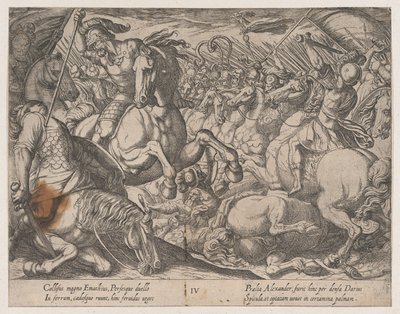 Platta 4: Alexander strider mot perserna, från Alexander den stores gärningar, 1608. av Antonio Tempesta