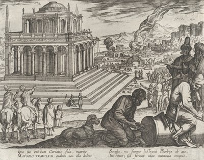 Plåt 5: Mausolus grav, från "Världens sju underverk", 1608. av Antonio Tempesta