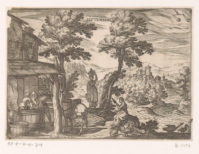 September: Att göra vin (Vågen) september (titel på objekt) De tolv månaderna (del 2) (serietitel) av Antonio Tempesta