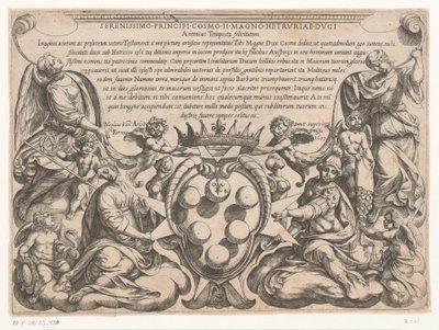 Titeltryck med dedikation till och vapen av Cosimo II de