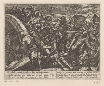 Överraskande attack mot det romerska lägret vid Mosel De bataviska krigen mot romarna (serietitel) Batavorum cum Romanis Bellum (serietitel) av Antonio Tempesta