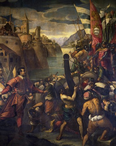 Venetianare och korsfarare erövrar Tyros av Antonio Vassilacchi