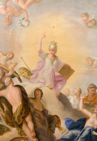 Minerva omgiven av konst och vetenskap, detalj från Banketthuset av Antonio Verrio