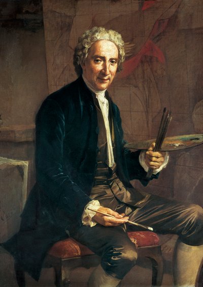 Porträtt av Antoni VILADOMAT i MANALT (1678-1755), spansk målare av Antonio Viladomat