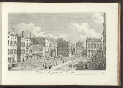 Utsikt över Campo Santo Stefano i Venedig Stefansplatsen i söder (titel på objektet) Gezichten op bugemenen en pleinen in Venetië (serietitel) Den mest kända utsikten över staden Venedig, från Antoniuskanalens 38:e panel, tryckt i mässing av Antonio Viss av Antonio Visentini