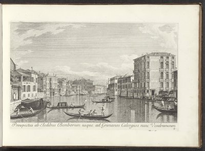 Utsikt över Canal Grande, Palazzo Bembo och Palazzo Vendramin-Calergi te Venetië Prospekt till Houses of Bembo upp till Grimanos Calergios nu Vendramenos (titel på objekt) Mer berömda vyer över staden Venedig, från Antoniuskanalens paneler 38 aer av Antonio Visentini