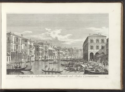 Utsikt över Canal Grande i Venedig Utsikt från Rivoalti Substructures till Aedes Civranorum (titel på objekt) Den mest kända utsikten över staden Venedig, från Antoniuskanalens 38 paneler, tryckta på mässing av Antonio Visentini, uppdelade i tre delar. sid av Antonio Visentini