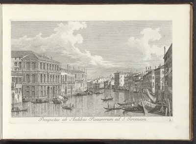 Utsikt över Canal Grande i Venedig Utsikt från husen i Pisa till St. Jeremia (titel på objektet) Den mest kända utsikten över staden Venedig, från Antoniuskanalens 38 paneler, tryckta på mässing av Antonio Visentini, uppdelade i tre delar. den andra delen av Antonio Visentini