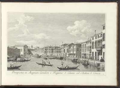 Utsikt över Canal Grande i Venedig Utsikt över Canal Grande från regionen St. Clare till det heliga korsets hus (titel på objektet) Den mest kända utsikten över staden Venedig, från Antoniuskanalens 38 paneler, tryckta på luft av Antonio Visentini, i tre d av Antonio Visentini