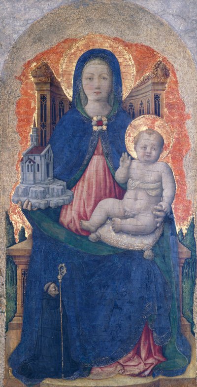 Madonna med barn, detalj av Praglias altartavla, av Antonio Vivarini (1418-före 1484), 67x33 cm av Antonio Vivarini