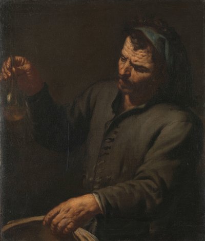 Man med urinflaska i handen av Antonio Zanchi (attributed to)