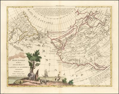 1776 års karta - Nya upptäckter av ryssarna norr om Söderhavet i både Asien och Amerika av Antonio Zatta