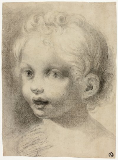 Barnhuvud (Recto) Naken manlig figur (Verso) av Antonio da Correggio