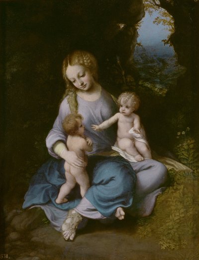 Jungfru och barn med Johannes Döparen som pojke av Antonio da Correggio