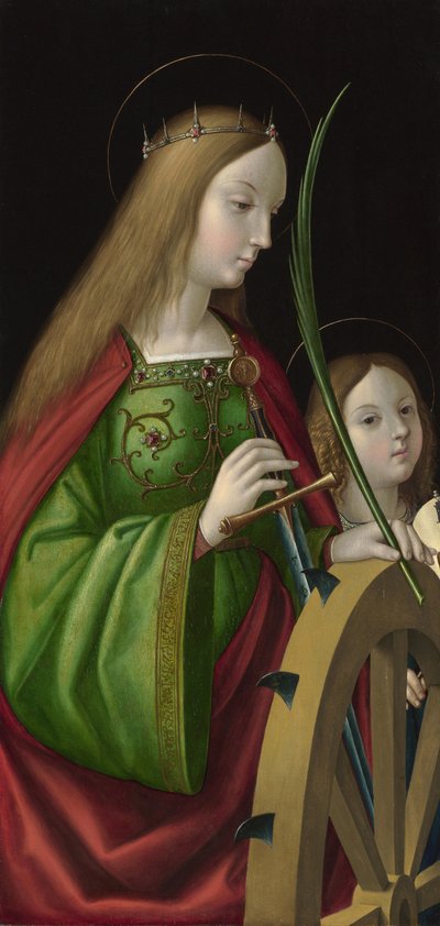 ""Sankta Katarina av Alexandria"" (död ca 307) Målning av Antonio Solario (aktiv ca 1502-1518), olja på trä, 84 x 40 cm av Antonio da Solario