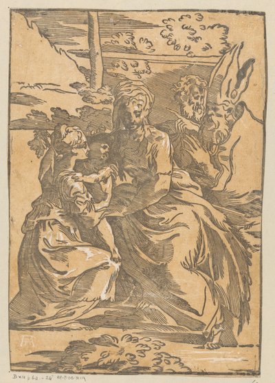 Kvinnligt helgon tar emot Kristusbarnet av Antonio da Trento (possibly)