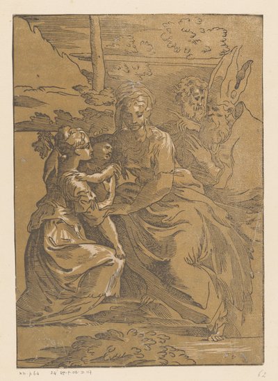Kvinnligt helgon tar emot Kristusbarnet av Antonio da Trento (possibly)