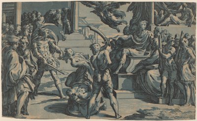 De heliga Petrus och Paulus martyrskap av Antonio da Trento, after Parmigianino