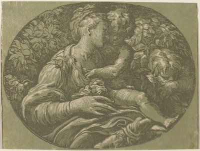 Jungfrun med rosen av Antonio da Trento after Parmigianino