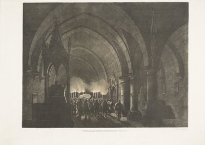 Fakkeldragers i Kerk Veranda till en gotisk kyrka (titel på objekt) av Antonio de Pian