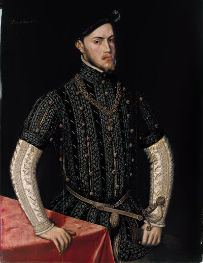 Porträtt av Filip II 1527-1598, kung av Spanien och Portugal, ca. 1550 av Antonis Mor