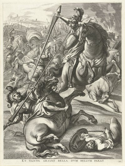 Akilles besegrar Telephos; Ferdinands intåg i Gent 1635 Et tanta gessit bella dvm bellvm parat (titel på objekt) av Antony van der Does