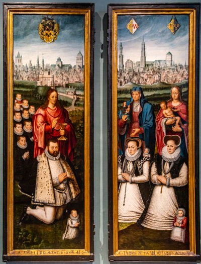 Porträtt av Juan II Pardo och hans hustrur Anna Ingenieulandt och Maria Anchemann av Antoon Claeissens