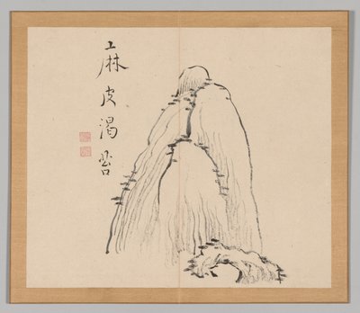 Dubbelalbum av landskapsstudier efter Ikeno Taiga, volym 1 blad 10, 1700-talet. av Aoki Shukuya