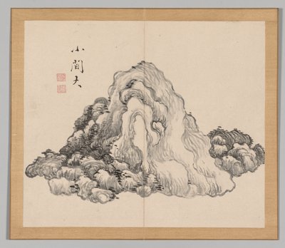 Dubbelalbum av landskapsstudier efter Ikeno Taiga, volym 1 blad 7, 1700-talet. av Aoki Shukuya