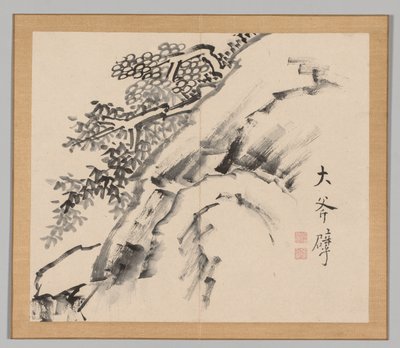 Dubbelalbum av landskapsstudier efter Ikeno Taiga, volym 1 blad 9, 1700-talet. av Aoki Shukuya