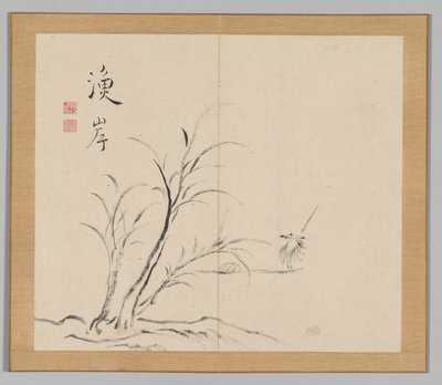 Dubbelalbum av landskapsstudier efter Ikeno Taiga, volym 2 blad 26, 1700-talet. av Aoki Shukuya