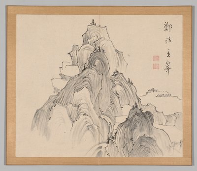Dubbelalbum av landskapsstudier efter Ikeno Taiga, volym 2 blad 2, 1700-talet. av Aoki Shukuya