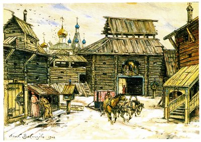 Gamla Moskva. Trästaden, 1902 av Apollinari Mikhailovich Vasnetsov
