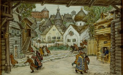 Scenografi för operan The Oprichnik The Guardsman av Pyotr Tchaikovsky, 1911 av Apollinari Mikhailovich Vasnetsov