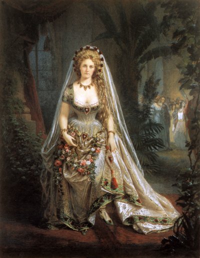 Grevinnan av Castiglione som hjärtans drottning, efter ett fotografi av Pierre-Louis Pierson (1822-1913) 1861-63 (saltat papperstryck övermålat med gouache) av Aquilin Schad