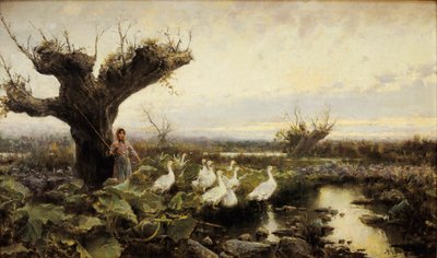 Den lilla gåsvaktaren, målning av Arcadi Mas Fondevila, tidigt 1900-tal av Arcadi Mas i Fondevila