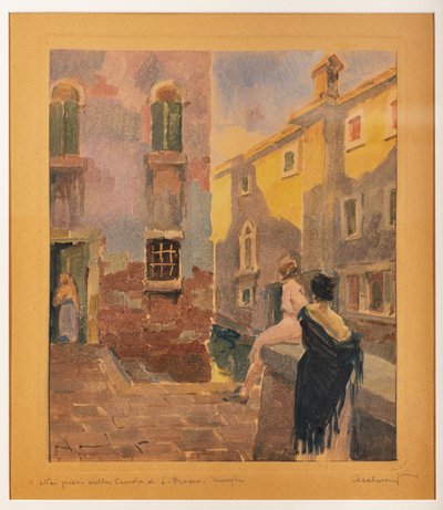 S:t Rocco i Venedig (akvarell på papper) av Arcangelo Salvarani