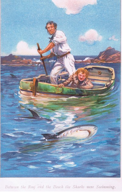 Mellan revet och stranden simmade hajarna, 1900-talet av Archibald Webb