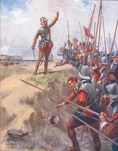Jag kommer att vara den modigaste mannen i kampen, illustration från Ballads of Famous Fights, ca 1900 av Archibald Webb