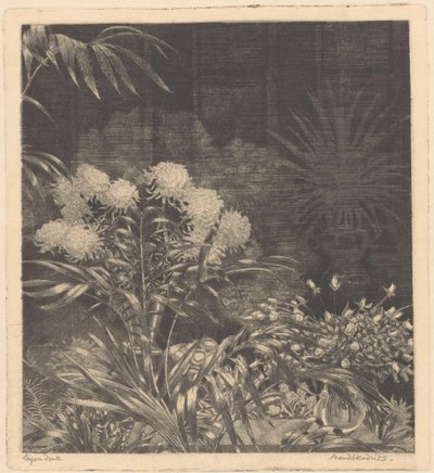 Inredning med blommor i vaser och växter i krukor av Arend Hendriks (signed by artist)