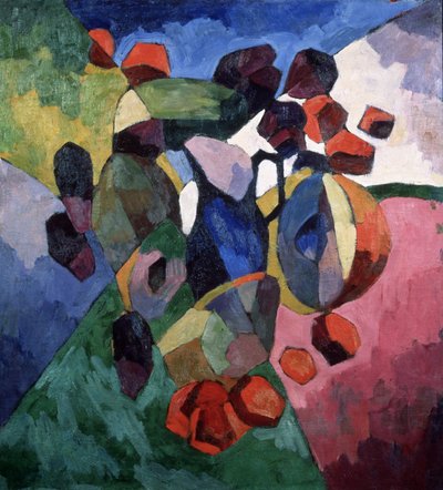 Blå kanna och frukter, 1913 av Aristarkh Vasilievic Lentulov
