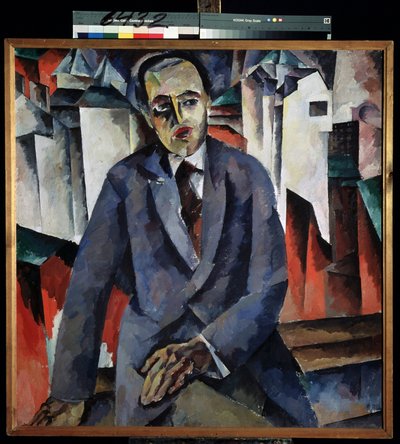 Porträtt av regissören Alexander Tairov (1885-1950) (Porträtt av regissören A. Tairov). Målning av Aristarkh Vasilyevich Lentulov (Lentulov) (1882-1943), olja på duk. Rysk konst, avantgardistisk 1900-tal. Ryska statens museum, Sankt Petersburg. av Aristarkh Vasilievic Lentulov