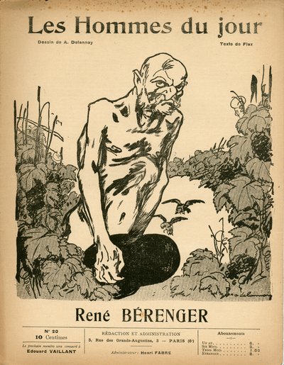 Omslag till ""Dagens män"", Satirical in B & W, ca. 1909: Censur - Berenger Rene (1830-1915) - Illustration av Aristide Delannoy (1874-1911) av Aristide Delannoy