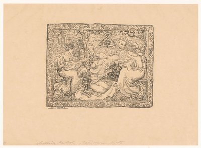 Gobeläng med fyra musikskapande kvinnor i ett landskap Concert champêtre (originaltitel) av Aristide Maillol