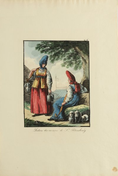 Mejeriska kvinnor i Petersburg, 1817 av Armand Gustave Haubigant